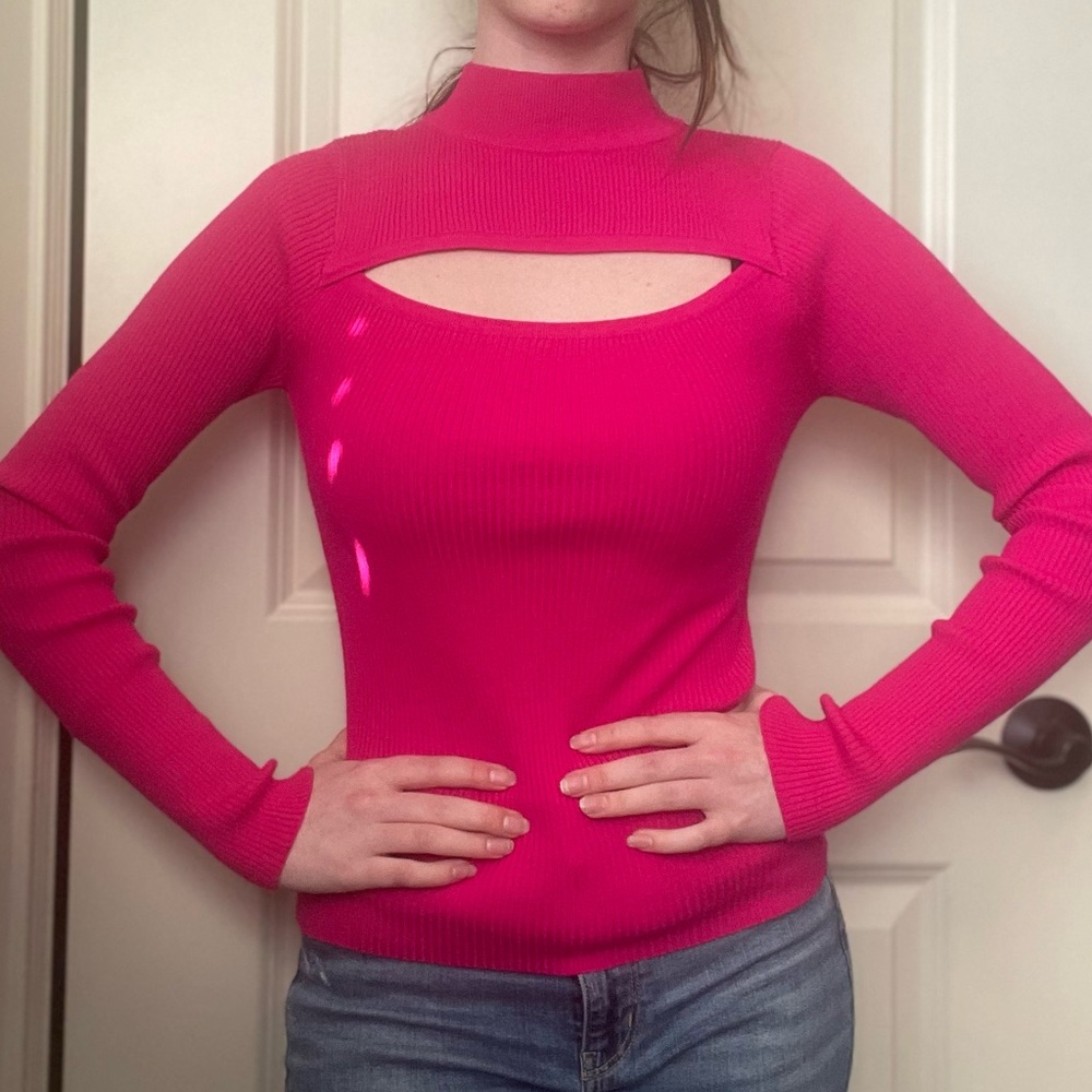 Fuchsia Long sleeve Knit Top